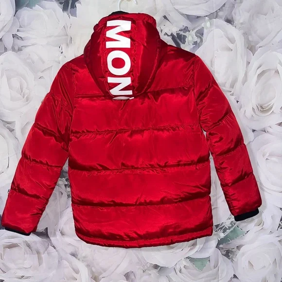 Moncler Pure Goose Down hooded puffer Children's jacket coat size 10 Red - Picture 1 of 9